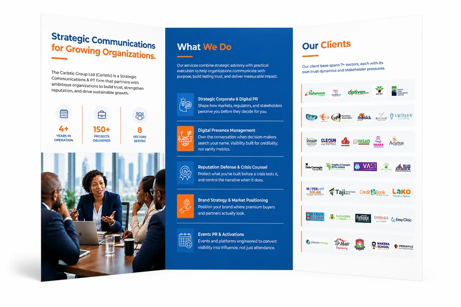 Carlstic tri-fold brochure, inside