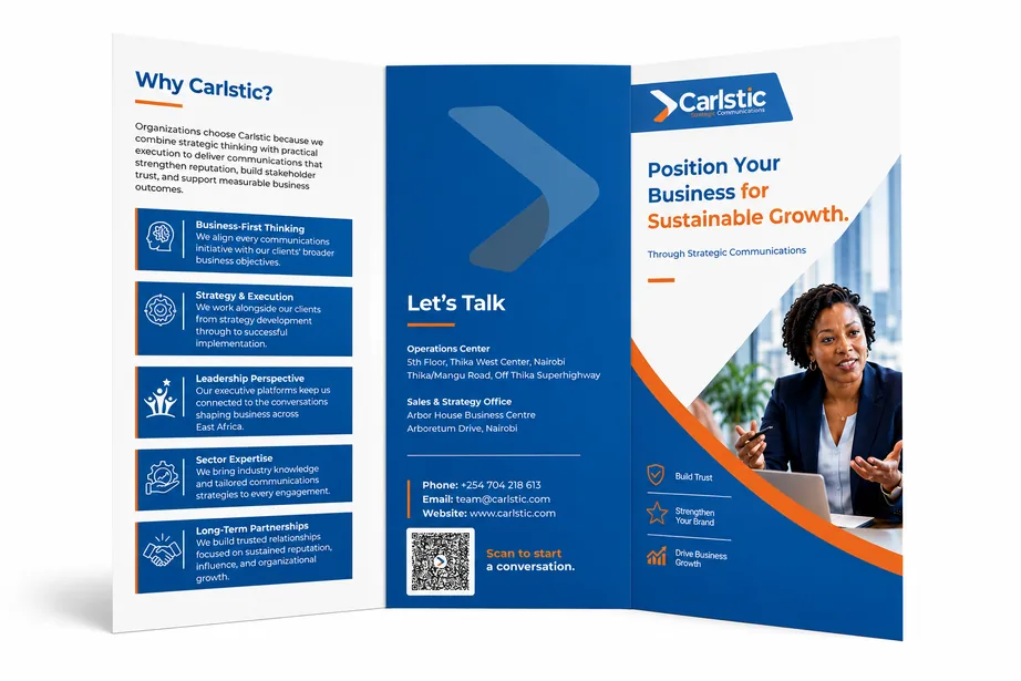 Carlstic tri-fold brochure, outside