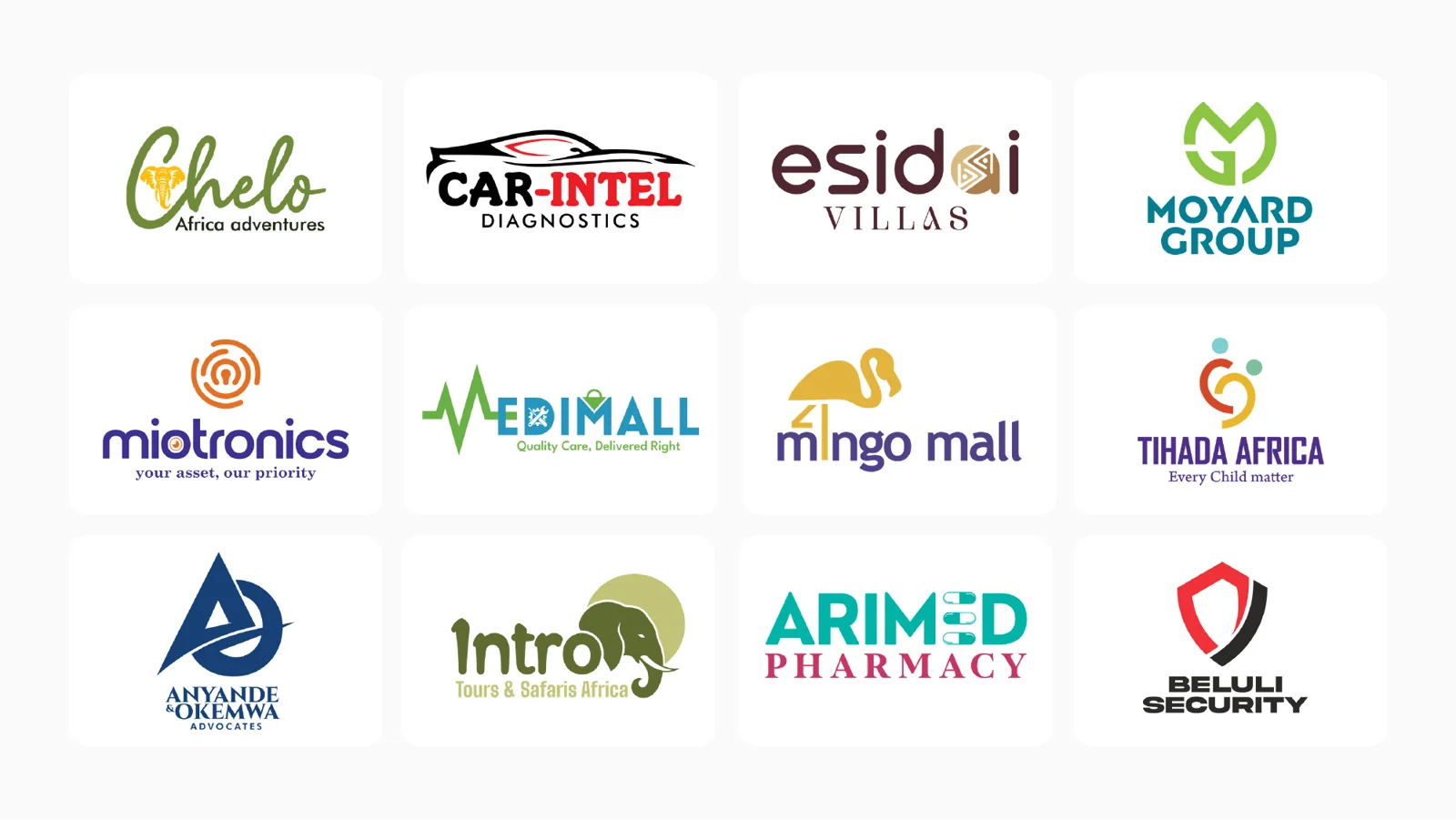 Grid of logos designed by Bravura