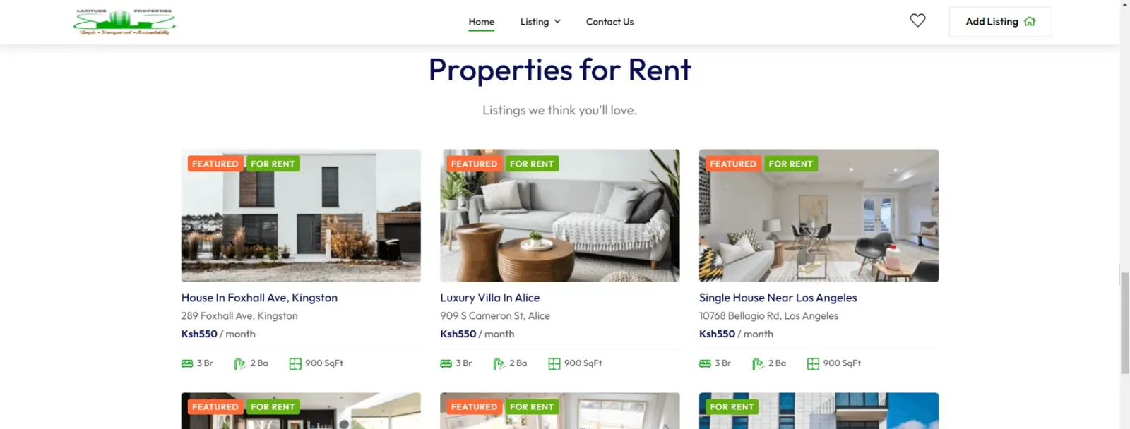 Latitude Properties listings website built by Bravura