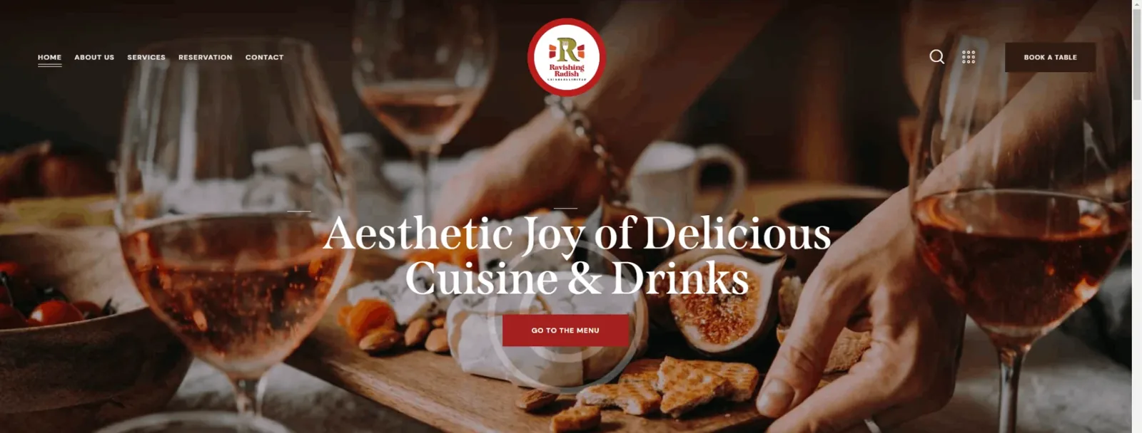 Ravishing Caterers website homepage