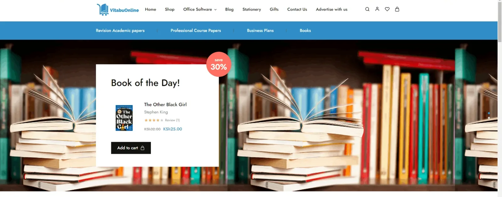 Vitabu Online e-commerce homepage