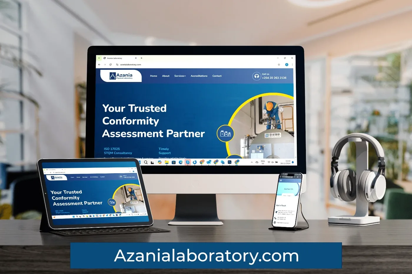 Azania Laboratory website on desktop and devices