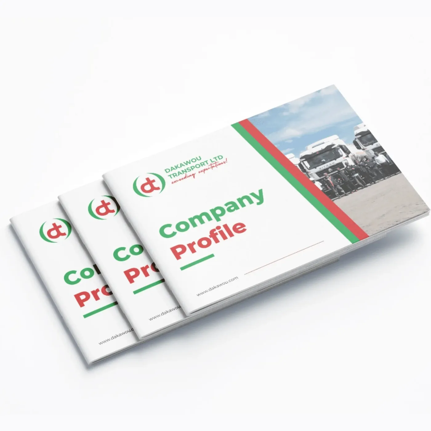 Dakawou Transport company profile booklets designed by Bravura