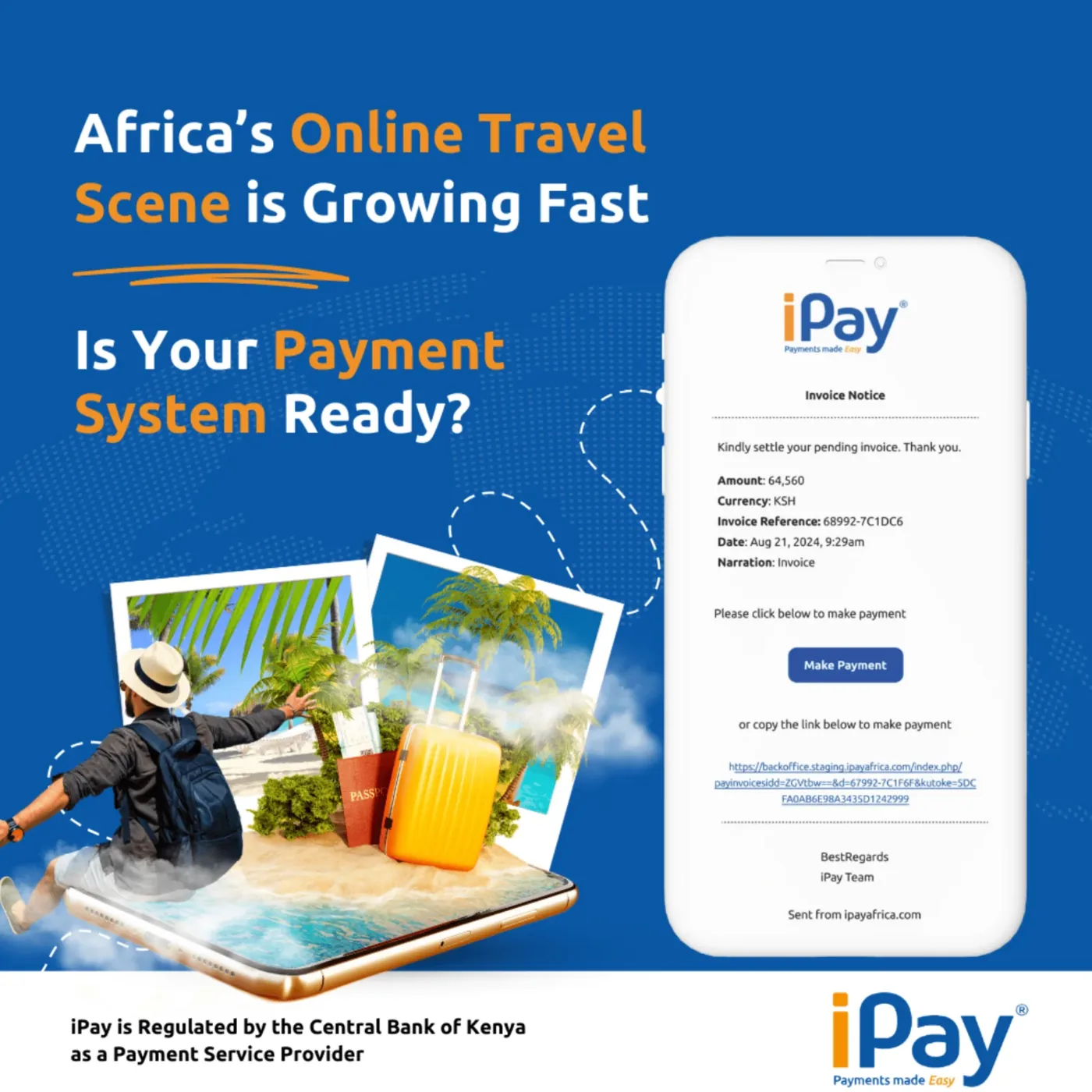 iPay poster about online travel payments