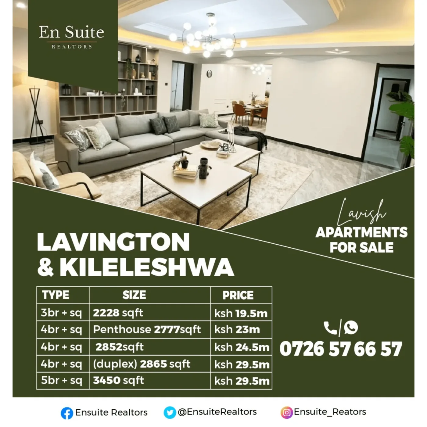 Lavington & Kileleshwa apartments poster (green)