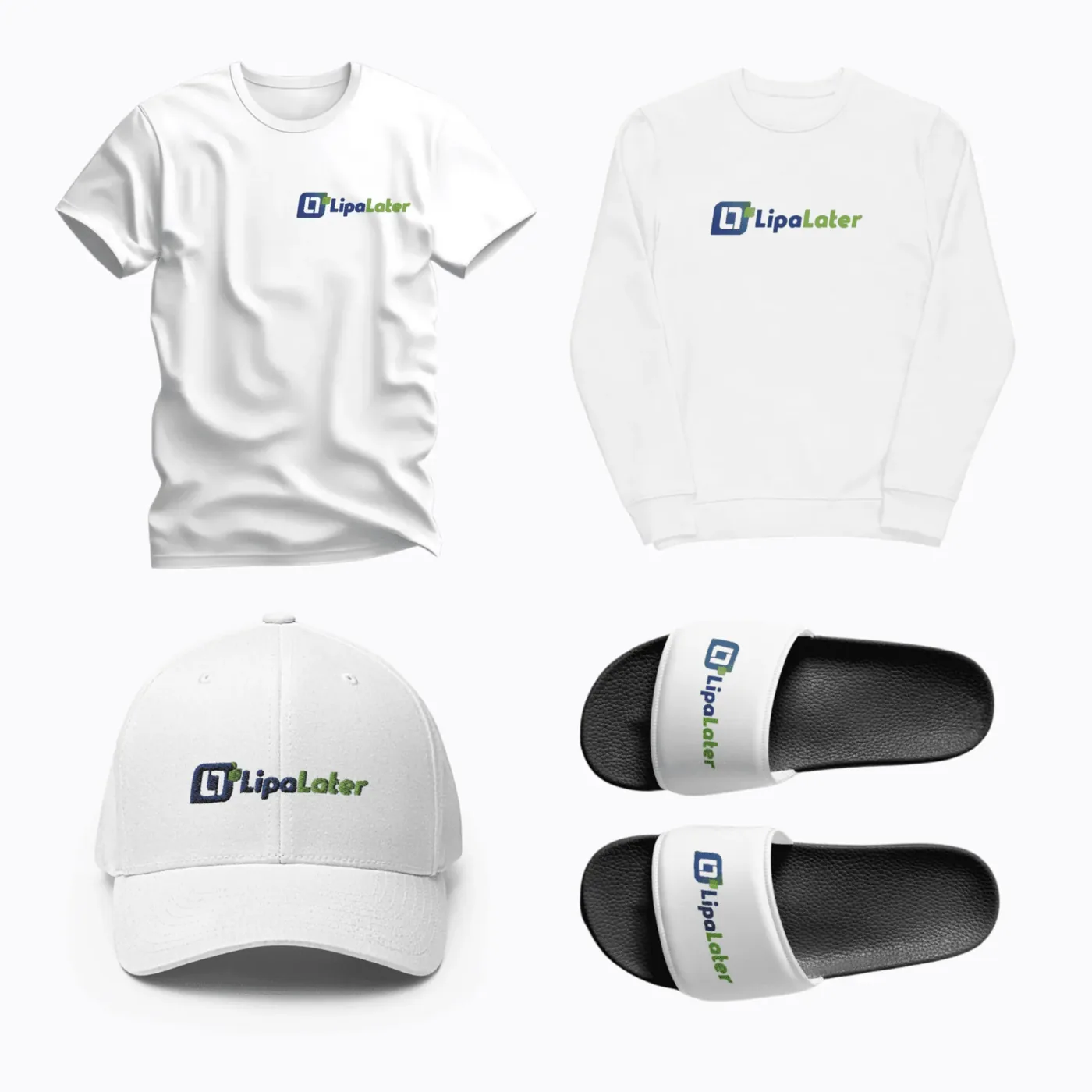 LipaLater branded T-shirt, cap, hoodie and slides